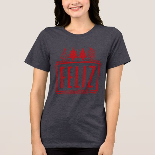 Feliz Navidad Tri-Blend Shirt (Voorkant)
