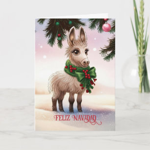 Feliz Navidad Vakantie Kerstmis Schattige Ezel Bur Kaart