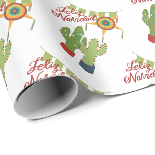 Feliz Navidad-vakantiecactus Cadeaupapier (Rol Hoek)