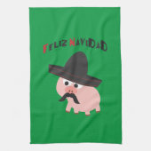 Feliz Navidad. Varkens Theedoek (Verticaal)