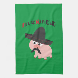 Feliz Navidad. Varkens Theedoek