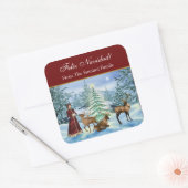 Feliz Navidad Victoriaans persoonlijke cadeauStick Vierkante Sticker (Envelop)