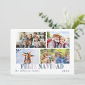 Feliz Navidad Vier Foto Kaart (Staand voorkant)