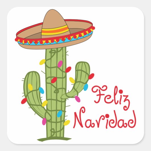 Feliz Navidad Vierkante Sticker (Voorkant)