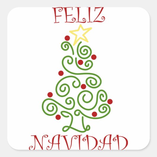 Feliz Navidad Vierkante Sticker (Voorkant)