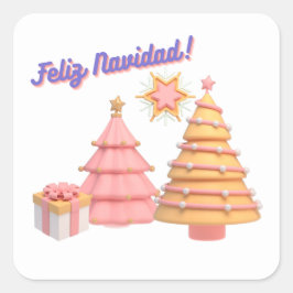 FELIZ NAVIDAD VIERKANTE STICKER