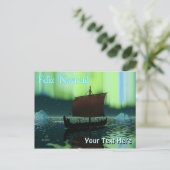 Feliz Navidad - Viking Ship and Northern Lights Briefkaart (Staand voorkant)