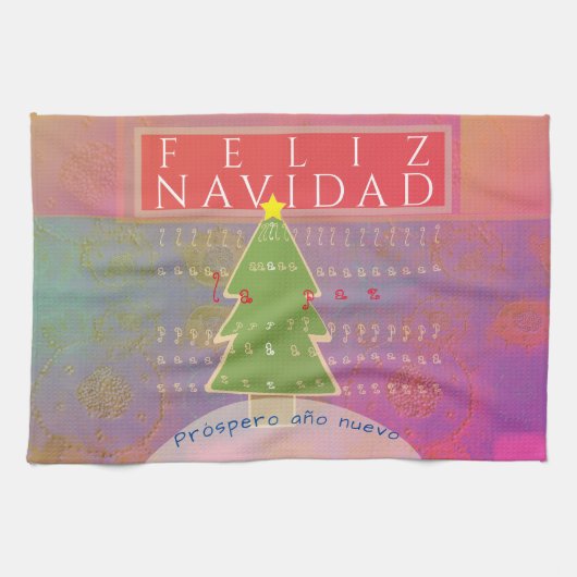 "Feliz Navidad" Vrede en gelukkig nieuwjaar Theedoek (Horizontaal)
