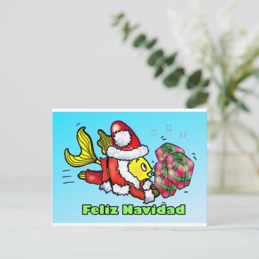 Feliz Navidad, Vrolijk kerstfeest in het Spaans gr Feestdagenkaart (Staand voorkant)