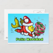 Feliz Navidad, Vrolijk kerstfeest in het Spaans gr Feestdagenkaart (Voorkant / Achterkant)