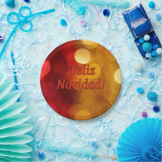 Feliz Navidad. Vrolijk kerstfeest in het Spaans Papieren Bordje (Feest)