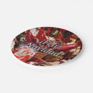 Feliz Navidad. Vrolijk kerstfeest in het Spaans wf Papieren Bordje