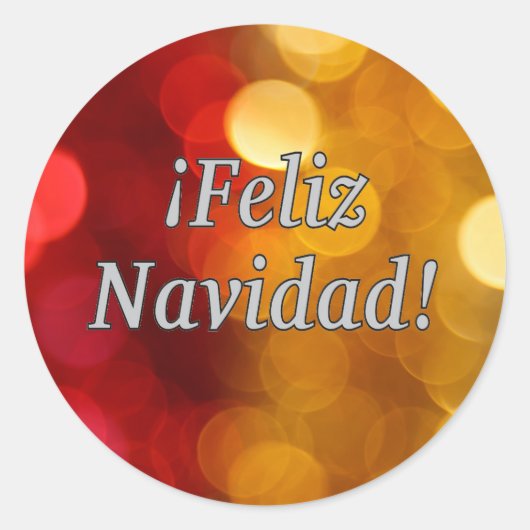 Feliz Navidad. Vrolijk kerstfeest in het Spaans wf Ronde Sticker (Voorkant)