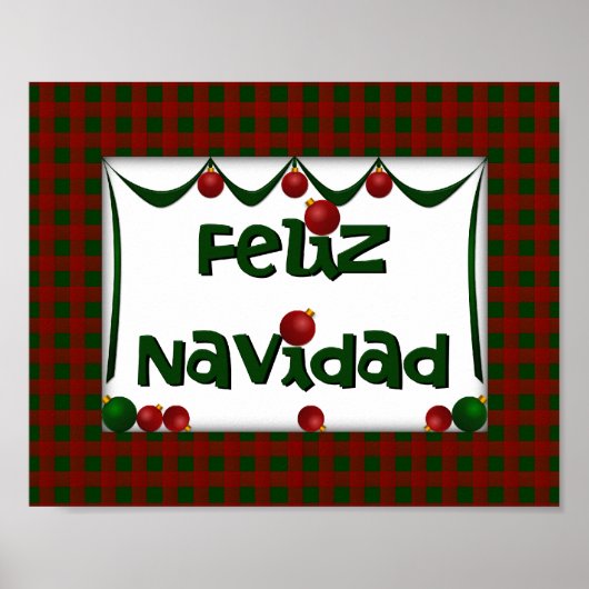 Feliz Navidad - Vrolijk kerstfeest - Muurkunst Poster (Voorkant)