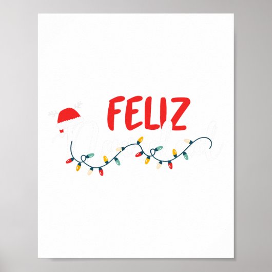 Feliz Navidad Vrolijke Kerstverlichting Pyjama's Poster (Voorkant)