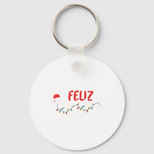 Feliz Navidad Vrolijke Kerstverlichting Pyjama's Sleutelhanger (Voorkant)