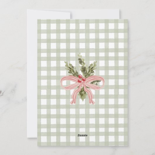 Feliz Navidad Waterverf Floral Bow Familiefoto Feestdagenkaart (Achterkant)