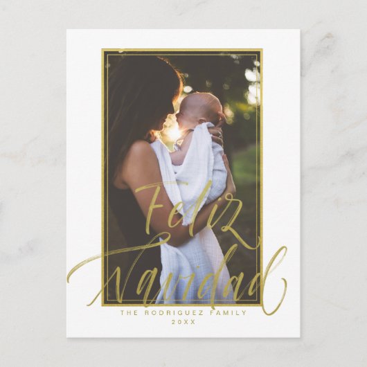 Feliz Navidad White, kerstfoto Briefkaart (Voorkant)