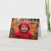 Feliz Navidad White Script Foto Gevouwen Kerstmis Feestdagen Kaart (Voorkant)
