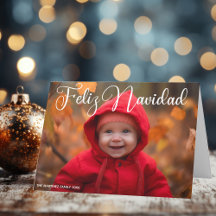 Feliz Navidad White Script Foto Gevouwen Kerstmis