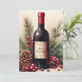 Feliz Navidad wijnfles illustratie Kaart (Staand voorkant)