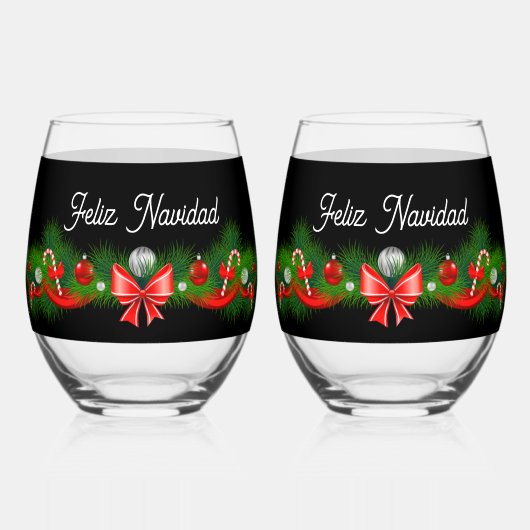 Feliz Navidad Wijnglas Zonder Voet (Achterkant)