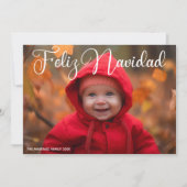Feliz Navidad Wit Script Foto Spaans Kerstmis Feestdagenkaart (Voorkant)