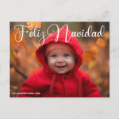 Feliz Navidad Wit Script Foto Spaans Kerstmis Feestdagenkaart (Voorkant)