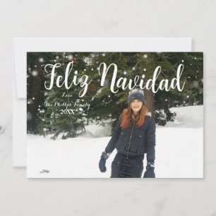 FELIZ NAVIDAD Wit Type Aangepaste Vakantiefoto Feestdagenkaart