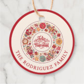 Feliz Navidad Wreath Bedankjes Labels (Achterkant)