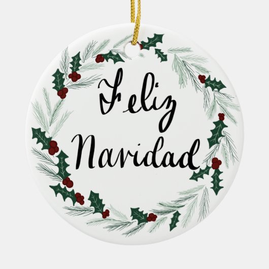 Feliz Navidad Wreath Ornament (Voorkant)