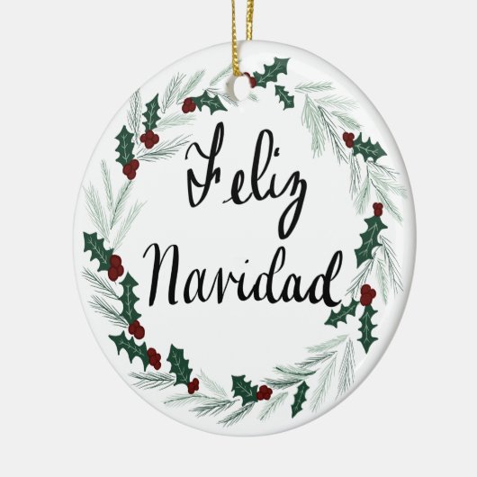 Feliz Navidad Wreath Ornament (Links)