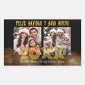 Feliz Navidad y Año Nuevo Elegant Script Foto Rechthoekige Sticker (Voorkant)