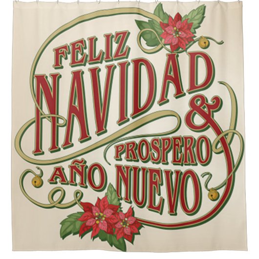 Feliz Navidad y prospero ano nuevo Douchegordijn (Voorkant)