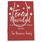 Feliz Navidad y próspero Año Nuevo Holiday Medium Cadeauzakje (Voorkant)