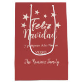 Feliz Navidad y próspero Año Nuevo Holiday Medium Cadeauzakje (Achterkant)