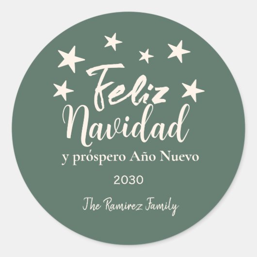 Feliz Navidad y próspero Año Nuevo Holiday Ronde Sticker (Voorkant)