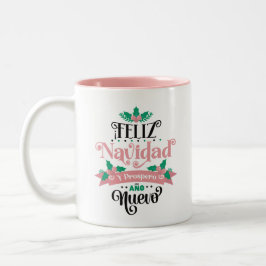Feliz navidad y prospero ano nuevo kerst tweekleurige koffiemok