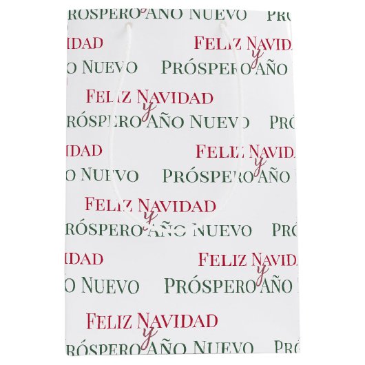 Feliz Navidad y Prospero Año Nuevo Medium Cadeauzakje (Voorkant)