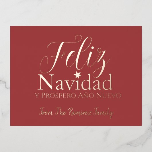 Feliz Navidad y Prospero Año Nuevo Modern Folie Feestdagen Briefkaart (Voorkant)