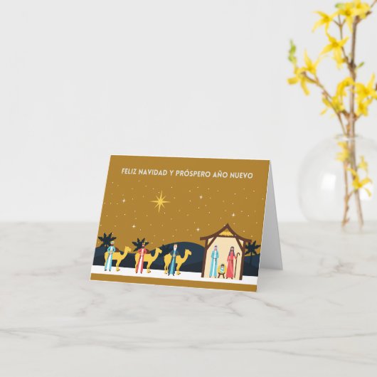 Feliz Navidad y próspero Año Nuevo, Spaans Kaart (Gele Bloem)