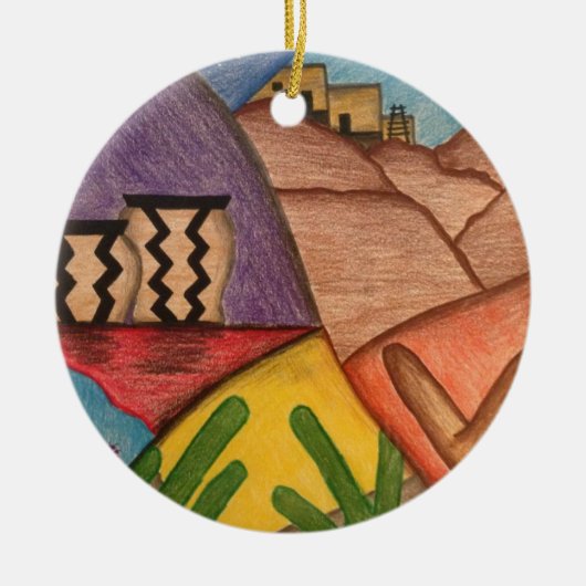 Feliz Navidad - Zuidoost-kerstwoestijn Keramisch Ornament (Voorkant)