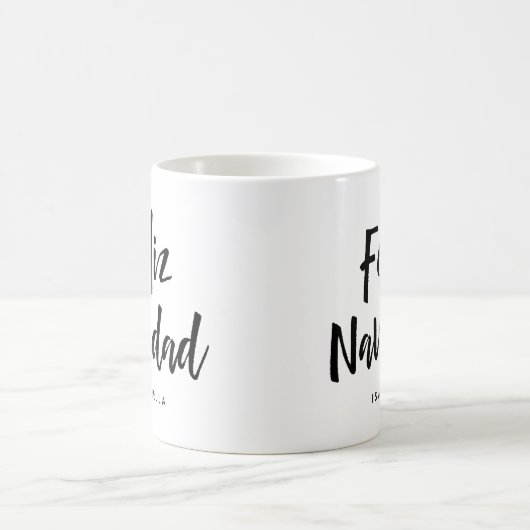 Feliz Navidad | Zwart en wit handgeschreven script Koffiemok (Center)