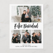 Feliz Navidad| Zwart-wit multi-fotoraster Feestdagenkaart (Voorkant)