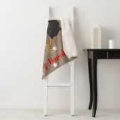 Feliz Navidad, Zwarte vrouw, witte sterren, bruin Sherpa Deken (In situ)