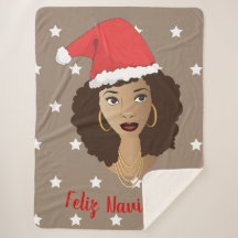 Feliz Navidad, Zwarte vrouw, witte sterren, bruin