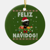 Feliz Navidog Black Labrador Dog Ugly Sweater Keramisch Ornament (Voorkant)