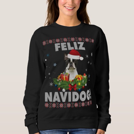 Feliz Navidog Boston Terrier Dog Ugly Sweater Chri (Voorkant)