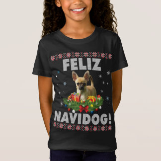 Feliz Navidog Chihuahua Dog Ugly Sweater Santa Chr T-shirt