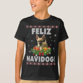 Feliz Navidog Chihuahua Dog Ugly Sweater Santa Chr T-shirt (Voorkant)